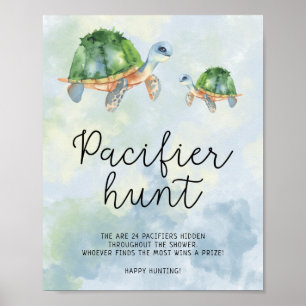 Zee themed - pacifier jachtwedstrijd baby shower poster