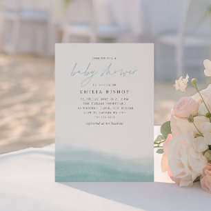 Zee Tides Coastal Waterverf Baby shower Kaart