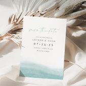 Zee Tides Elegant Simple Coastal Waterverf Save The Date
