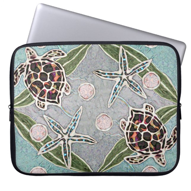 Zee, tortelaars en Kelp laptophoes, 15 inch Laptop Sleeve (Voorkant)