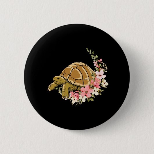 Zee Tortoise Flower Floral Ronde Button 5,7 Cm (Voorkant)