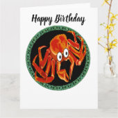Zee tropische oranje koningskrab kaart (Gele Bloem)