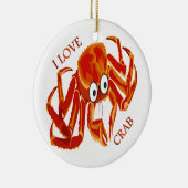 Zee tropische oranje koningskrab op witte schaal keramisch ornament (Rechts)