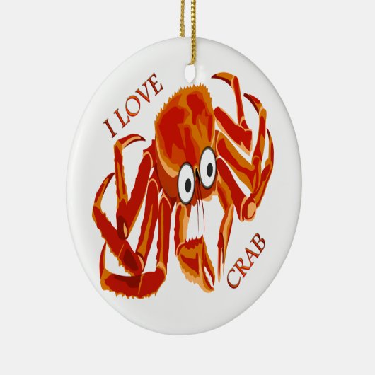 Zee tropische oranje koningskrab op witte schaal keramisch ornament (Rechts)