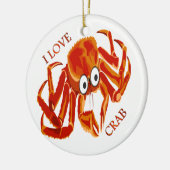 Zee tropische oranje koningskrab op witte schaal keramisch ornament (Links)