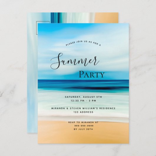 Zee tropische uitnodiging voor het kuststrand van (Voorkant / Achterkant)