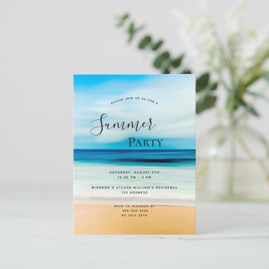 Zee tropische uitnodiging voor het kuststrand van  (Staand voorkant)