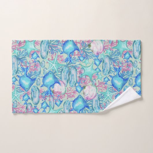 Zee Tuin Blauw Vis School Custom Kleur Bad Handdoek (Handdoek)