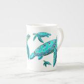 Zee Turquoise Oceanlife Porselein Kop (Voorkant rechts)