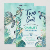 Zee Turtle 2e Verjaardag Kaart (Voorkant / Achterkant)