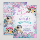 Zee Turtle 2e Verjaardagsuitnodiging Kaart (Voorkant / Achterkant)