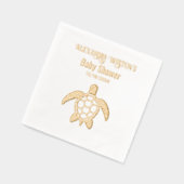 Zee Turtle #5 Baby shower Feest Naam Datum Folie Servetten (Links)