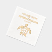 Zee Turtle #5 Verjaardagsfeest Naam Datum Folie Servetten (Links)