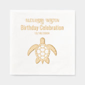 Zee Turtle #5 Verjaardagsfeest Naam Datum Folie Servetten (Voorkant)