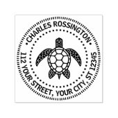 Zee Turtle #5n Naam Retour Adres Zelfinktende Stempel (Design)