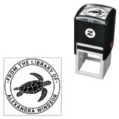Zee Turtle #6 Bibliotheek Boeknaam Zelfinktende Stempel (In situ)