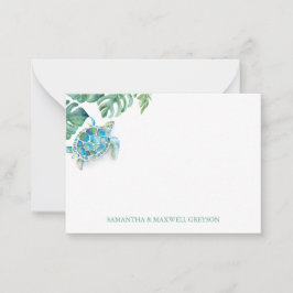 Zee Turtle - Aangepaste Waterverf Notitiekaartje