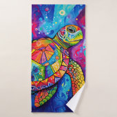 Zee Turtle Abstract Earth Day Ocean Beach Natuur Badhanddoek (Badhanddoek)