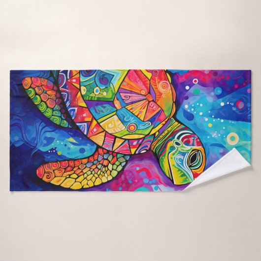 Zee Turtle Abstract Earth Day Ocean Beach Natuur Badhanddoek (Badhanddoek)