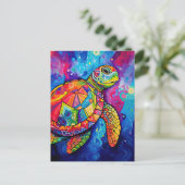Zee Turtle Abstract Earth Day Ocean Beach Natuur Briefkaart (Staand voorkant)