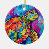 Zee Turtle Abstract Earth Day Ocean Beach Natuur Keramisch Ornament (Voorkant)