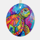 Zee Turtle Abstract Earth Day Ocean Beach Natuur Keramisch Ornament (Links)