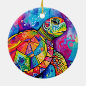 Zee Turtle Abstract Earth Day Ocean Beach Natuur Keramisch Ornament (Achterkant)