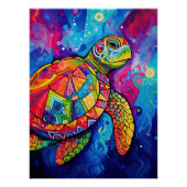 Zee Turtle Abstract Earth Day Ocean Beach Natuur Perfect Poster (Voorkant)