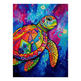 Zee Turtle Abstract Earth Day Ocean Beach Natuur Perfect Poster