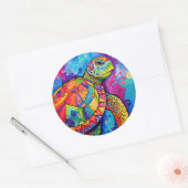 Zee Turtle Abstract Ocean Beach Earth Day Ronde Sticker (Envelop)