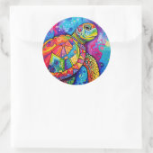 Zee Turtle Abstract Ocean Beach Earth Day Ronde Sticker (Tas)