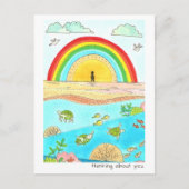 Zee Turtle Adventure Happy Place denkt over jou Briefkaart (Voorkant)