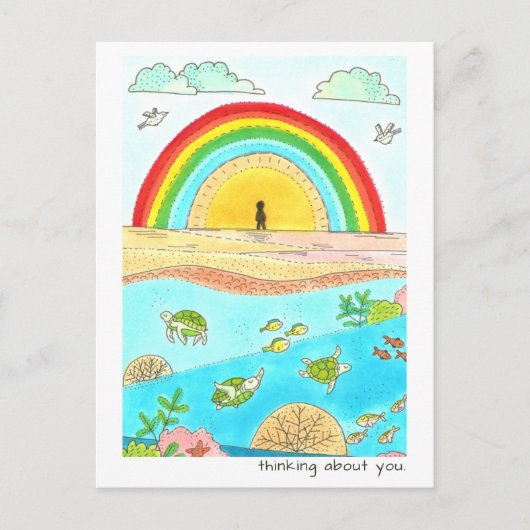 Zee Turtle Adventure Happy Place denkt over jou Briefkaart (Voorkant)