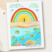 Zee Turtle Adventure Happy Place denkt over jou Briefkaart