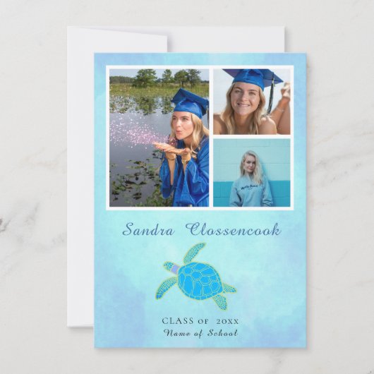 Zee Turtle Afstuderen Aankondiging Kaart (Voorkant)