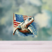 Zee Turtle Amerikaanse vlag Acryl Bord (Neutraal)