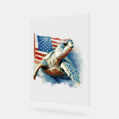 Zee Turtle Amerikaanse vlag Acryl Bord (Hoek)