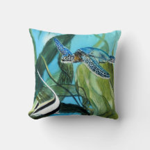 Zee Turtle and Angelfish Pillow