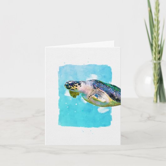 Zee Turtle Aqua Blue Waterverf elke gelegenheid bl Notitiekaartje (Voorkant)