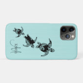 Zee Turtle Aqua Stripe met Monogram Case-Mate iPhone Case (Achterkant (horizontaal))