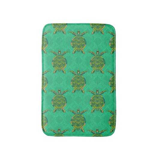 Zee Turtle Aquamarine Bath Mat. Badmat (Voorkant Verticaal)