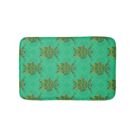 Zee Turtle Aquamarine Bath Mat. Badmat (Voorkant)