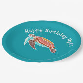 Zee Turtle Art Blauwgroen blauw Papieren Bordje (Gekanteld)
