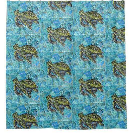 Zee Turtle Art Douchegordijn (Voorkant)