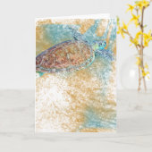 Zee Turtle Art Note Kaart (Gele Bloem)