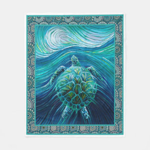 Zee Turtle Art Quilt Deken Geweldig Gepersonalisee