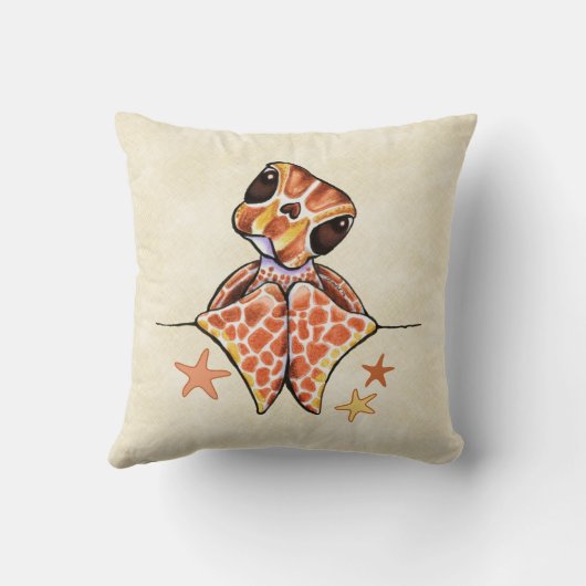 Zee Turtle Baby Brown Canvas Sand Kussen (Achterkant)
