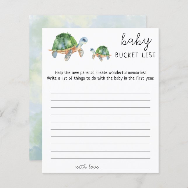 Zee Turtle - Baby bucket list game (Voorkant / Achterkant)