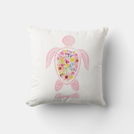 Zee Turtle Baby Girl Nursery Custom Pillow Kussen (Voorkant)