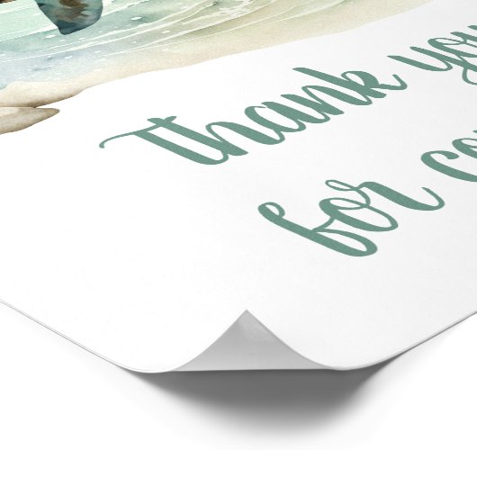 Zee Turtle Baby shower Bedankt voor uw komst Poster (Hoek)
